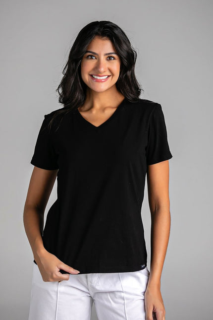 T-shirt Feminina Gola V
