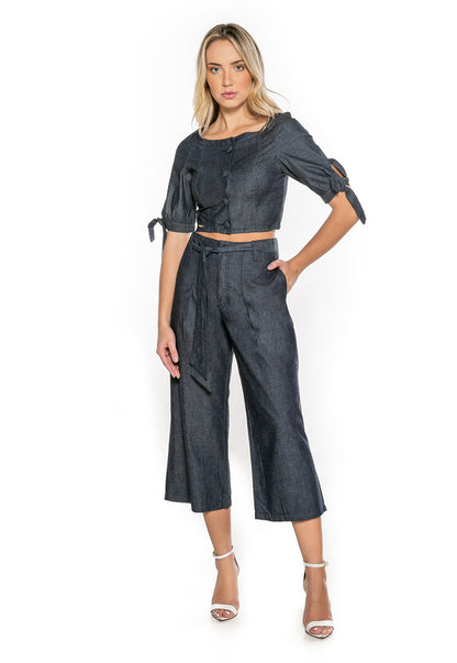 Top Jeans Feminino com Botão - www.latifundio.com.br