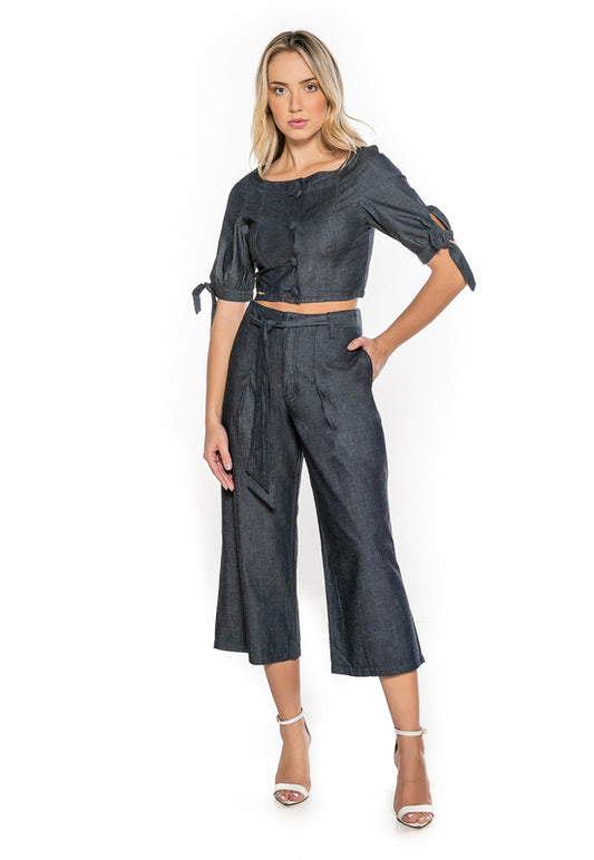 Top Jeans Feminino com Botão - www.latifundio.com.br