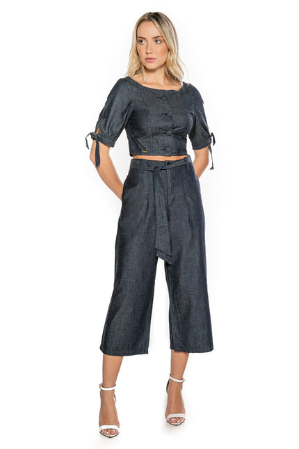 Top Jeans Feminino com Botão - www.latifundio.com.br