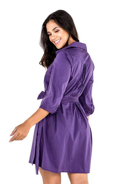 Vestido Chemise com Faixa para Amarração - Amora - www.latifundio.com.br