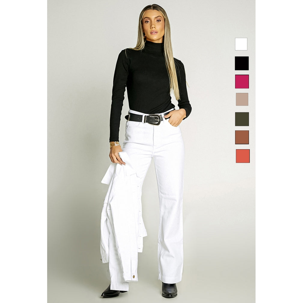 Calça Feminina Cintura Alta Wide Leg
