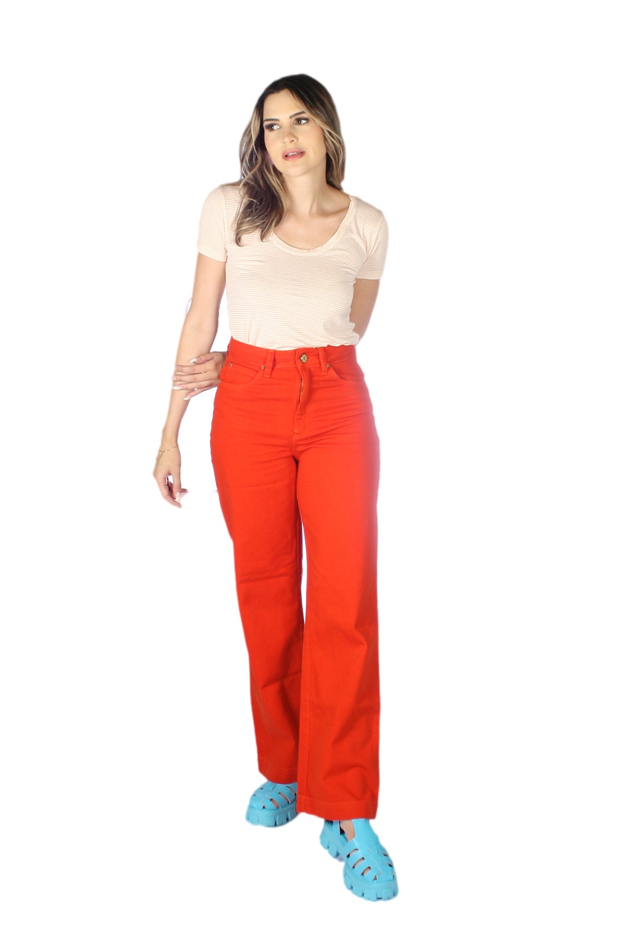 Calça Feminina Cintura Alta Wide Leg