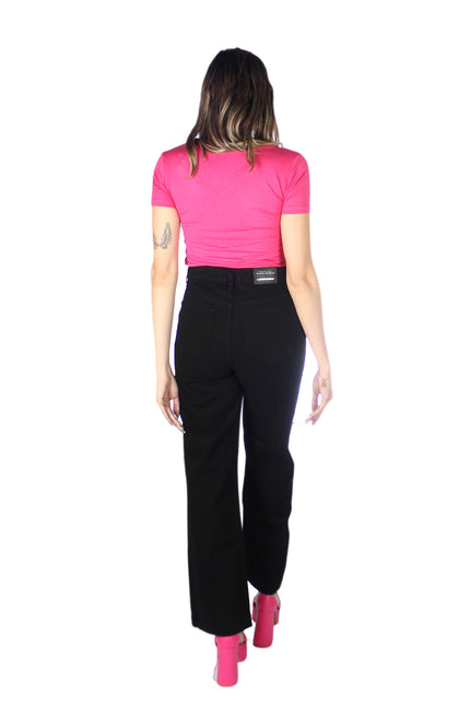 Calça Feminina Cintura Alta Wide Leg - Preto - www.latifundio.com.br